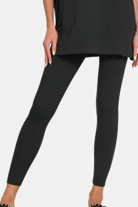 Cotton Round Neck Top & Legging Set / BLACK