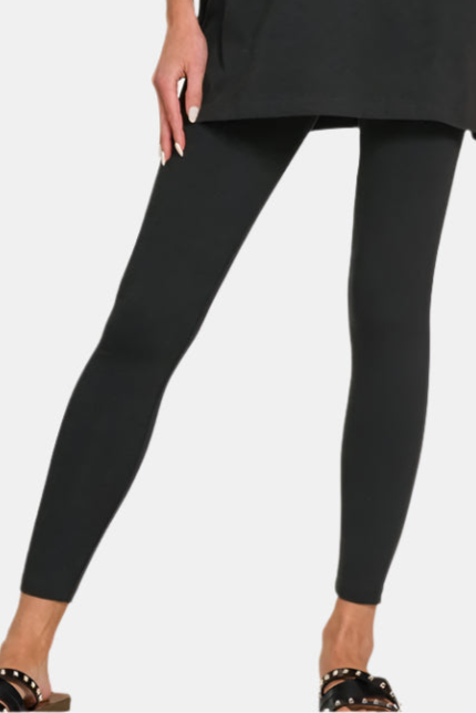 Cotton Round Neck Top & Legging Set / BLACK