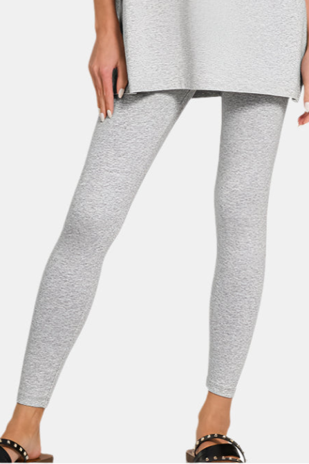 Cotton Round Neck Top & Legging Set / H GREY