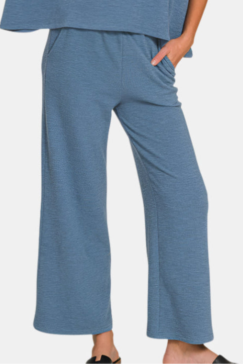 Cotton Slub Top & Pants Set / DUSTY BLUE