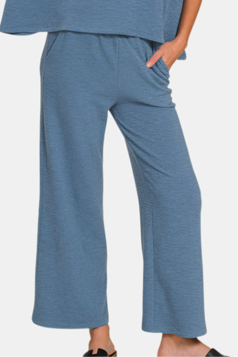 Cotton Slub Top & Pants Set / DUSTY BLUE
