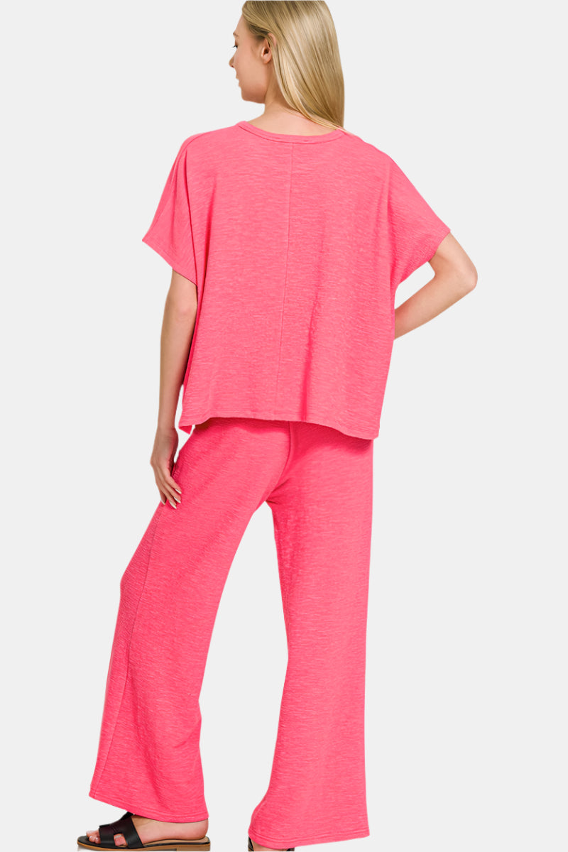 Cotton Slub Top & Pants Set / DUSTY BLUE