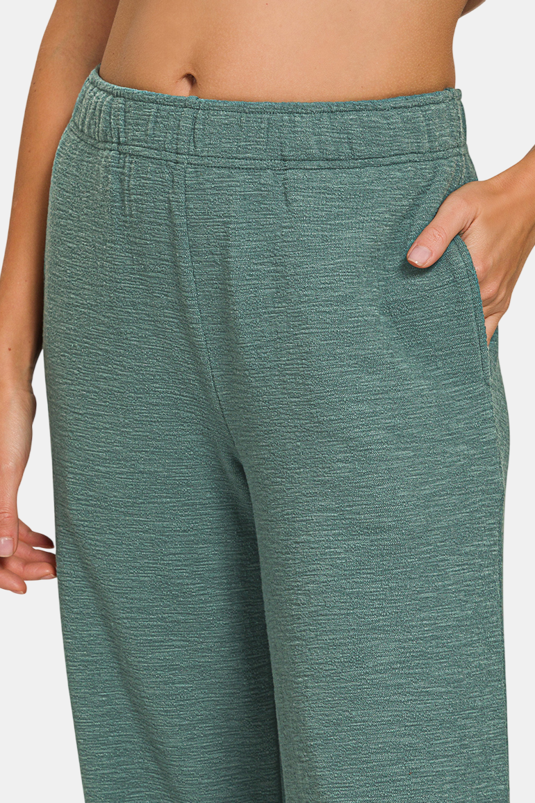 Slub Short Sleeve Top & Pants Set / LT OLIVE