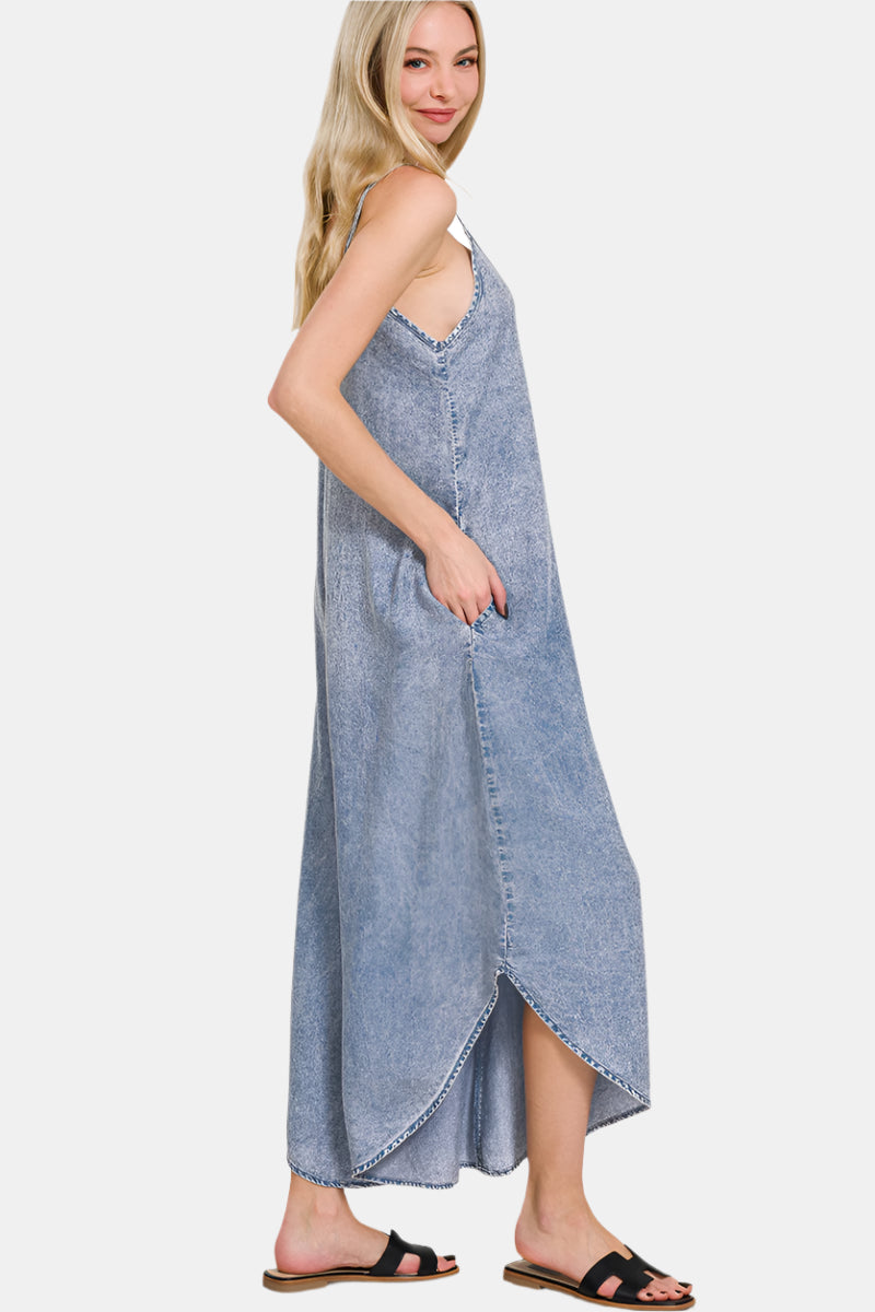 Lyocell Acid-Washed Jumpsuit / M INDIGO