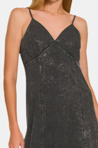 Tencel Mineral Washed Maxi Dress / ASH BLACK