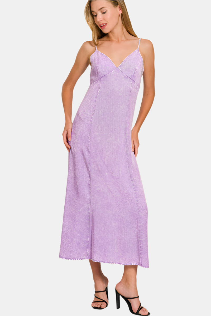 Tencel Mineral Washed Maxi Dress / B LAVENDER