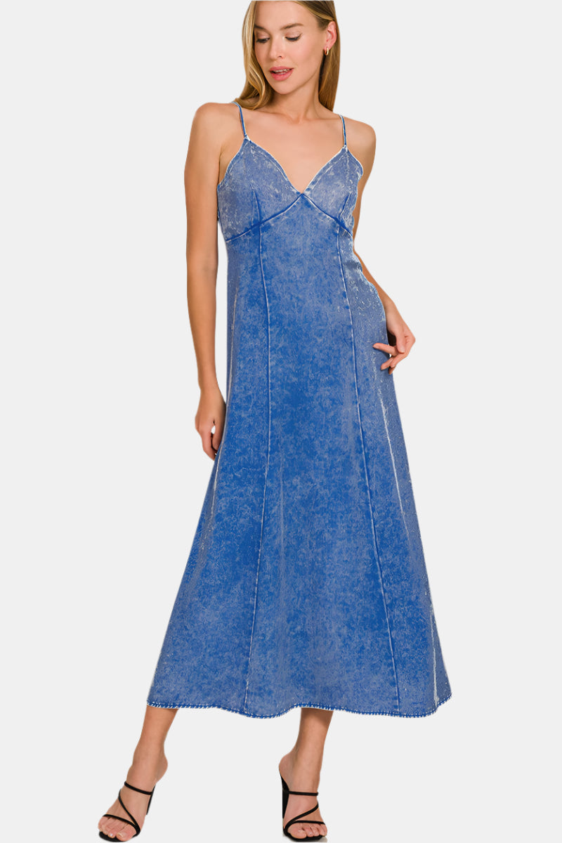 Tencel Mineral Washed Maxi Dress / CLASSIC BLUE