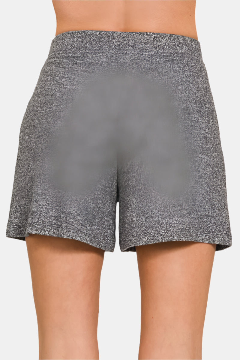 Soft Melange Hacci Elastic Waisted Shorts / LT NAVY