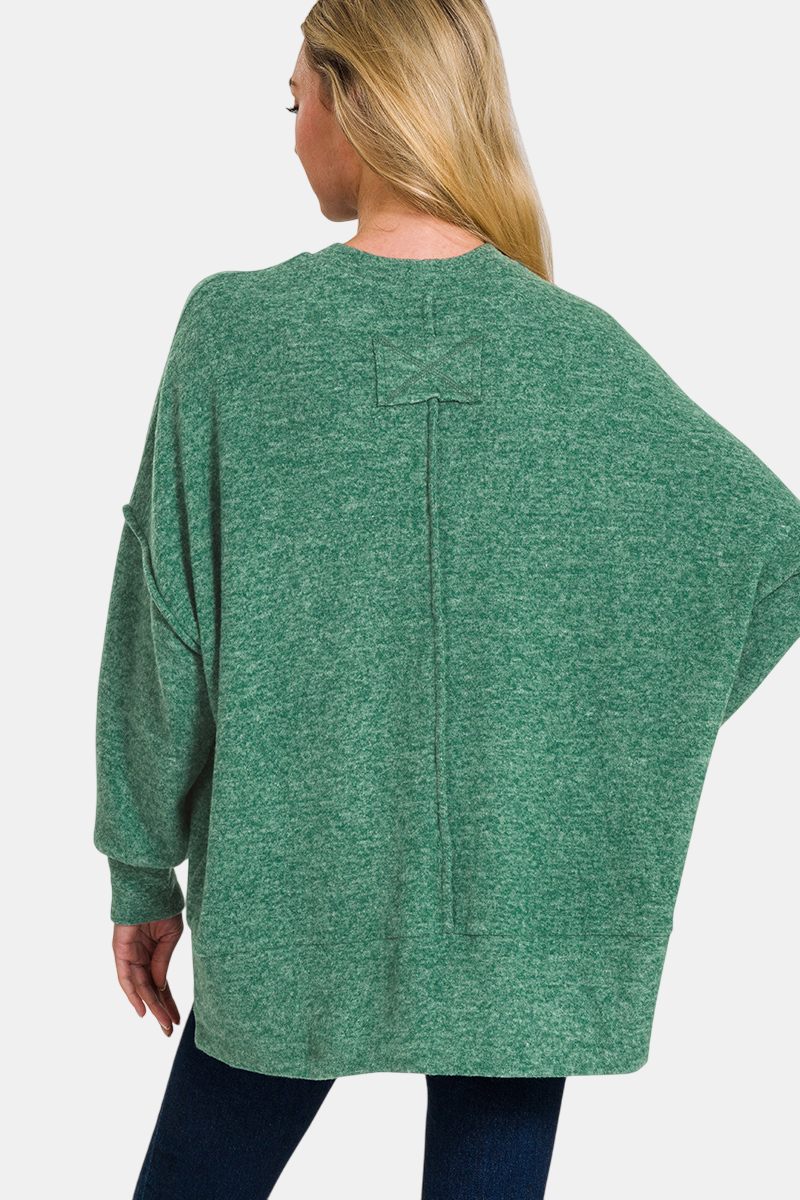 Brushed Melange Hacci Oversized Sweater / LT NAVY