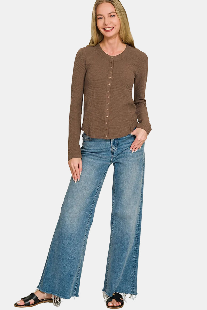 Double Knit Snap Button Shirt / ASH JADE