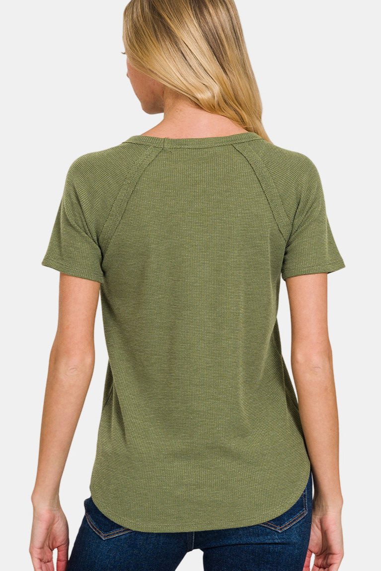 Baby Waffle Short Sleeve Top / BRIGHT MAUVE