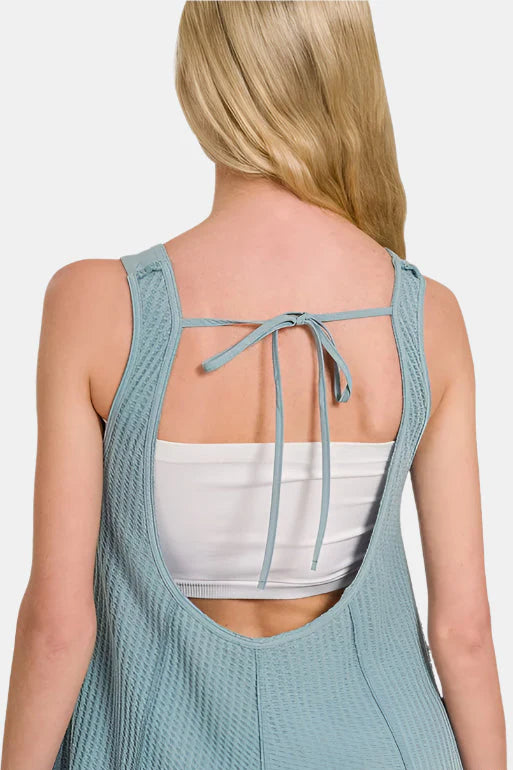 Knit Waffle Wide Leg Overalls / ASH JADE