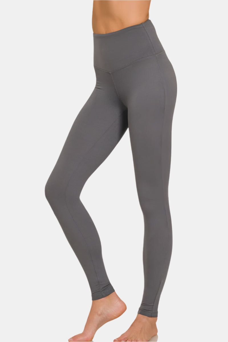 Premium Microfiber Wide Waistband Leggings / ASH GREY