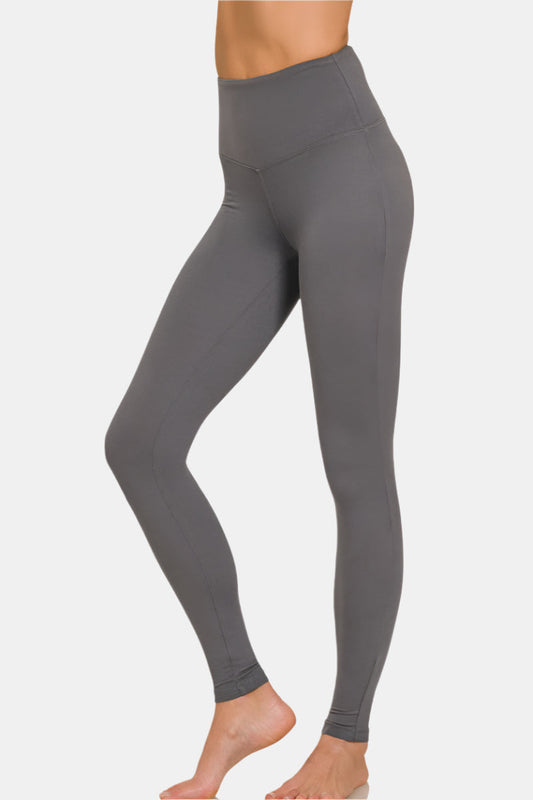 Premium Microfiber Wide Waistband Leggings / ASH GREY