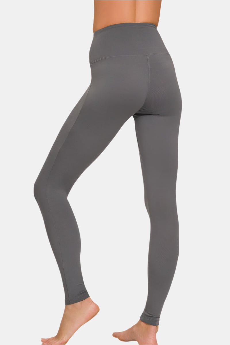 Premium Microfiber Wide Waistband Leggings / DK OLIVE