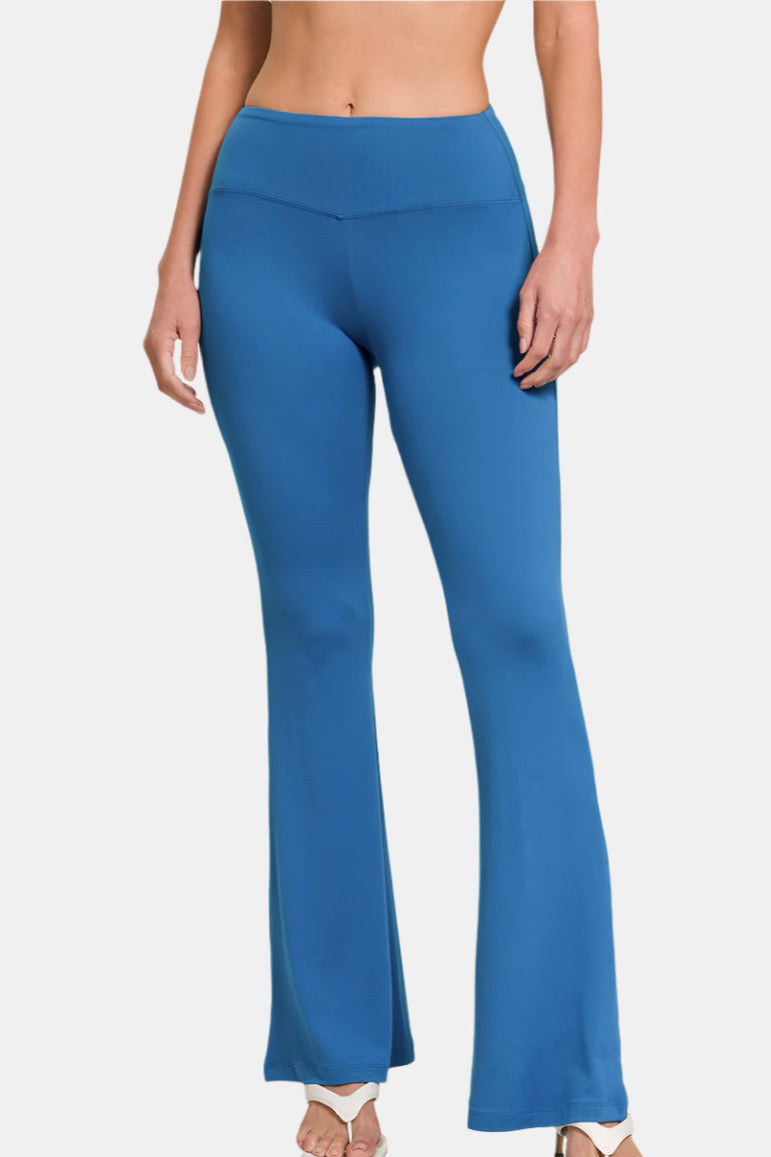 Buttery Soft Flare Leg High Waist Yoga Pants / CLASSIC BLUE
