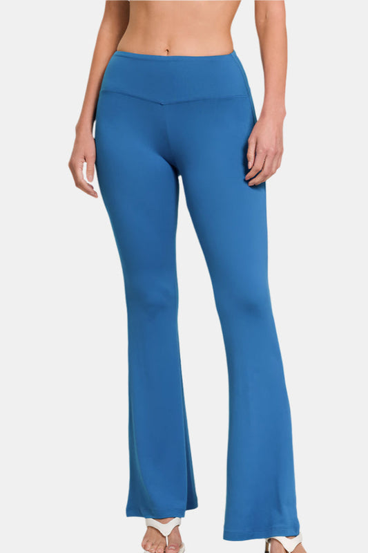 Buttery Soft Flare Leg High Waist Yoga Pants / CLASSIC BLUE