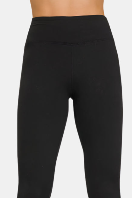 Microfiber Waistband Leggings / BLACK