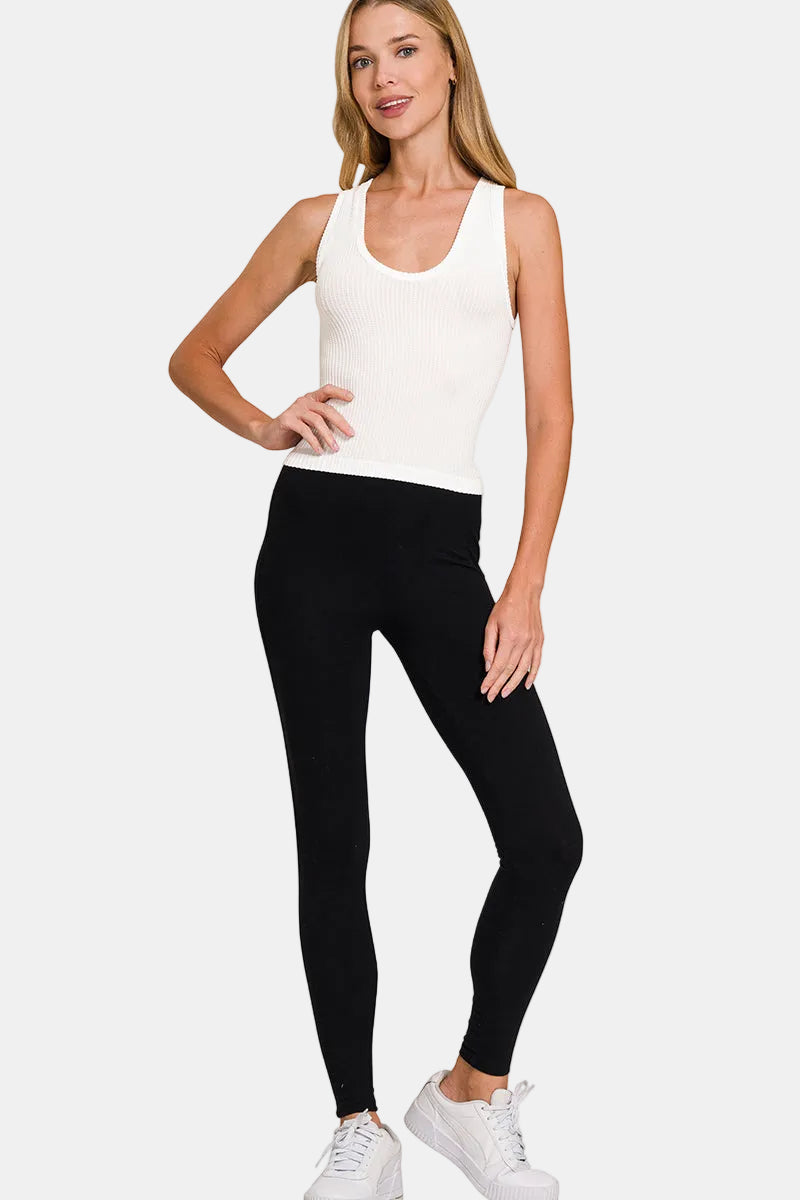 Ribbed Seamless Crop Tank / BLACK