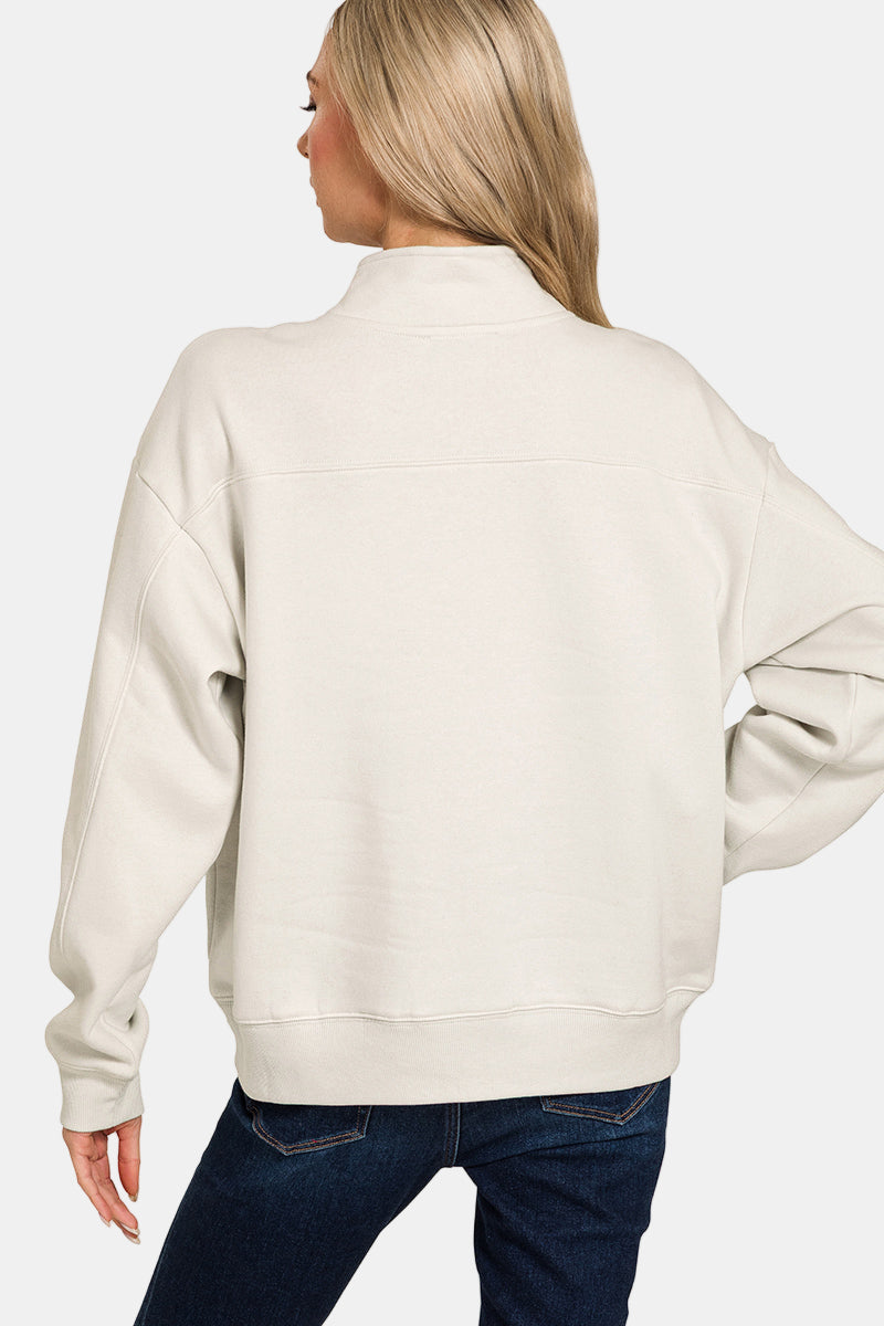 Fleece Half Zip Sweatshirt / B LAVENDER