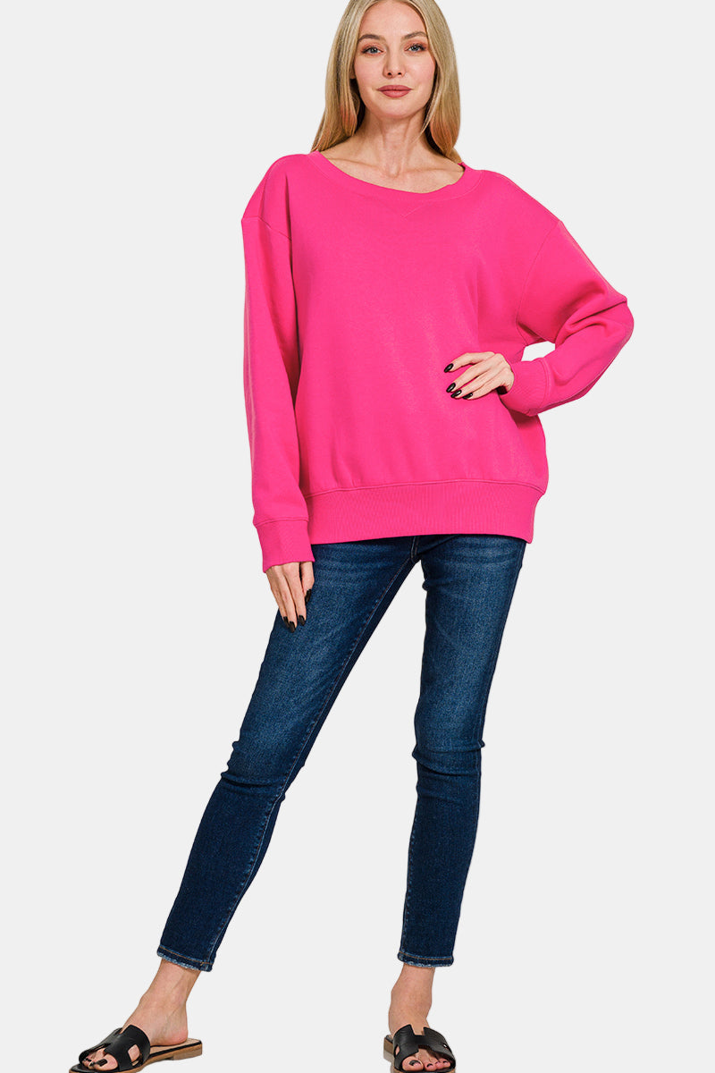 Fleece Boat Neck Sweatshirt / ASH JADE