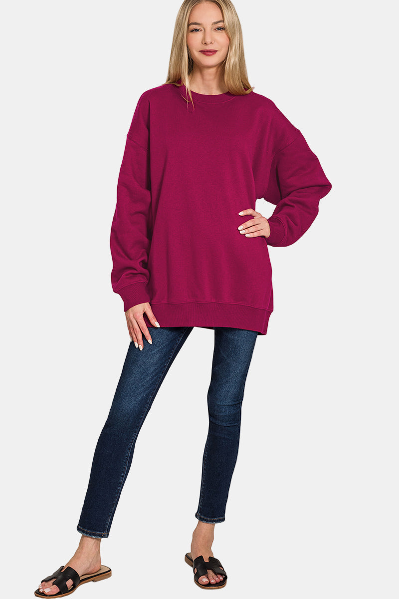 Fleece Tunic Sweatshirt / BLACK
