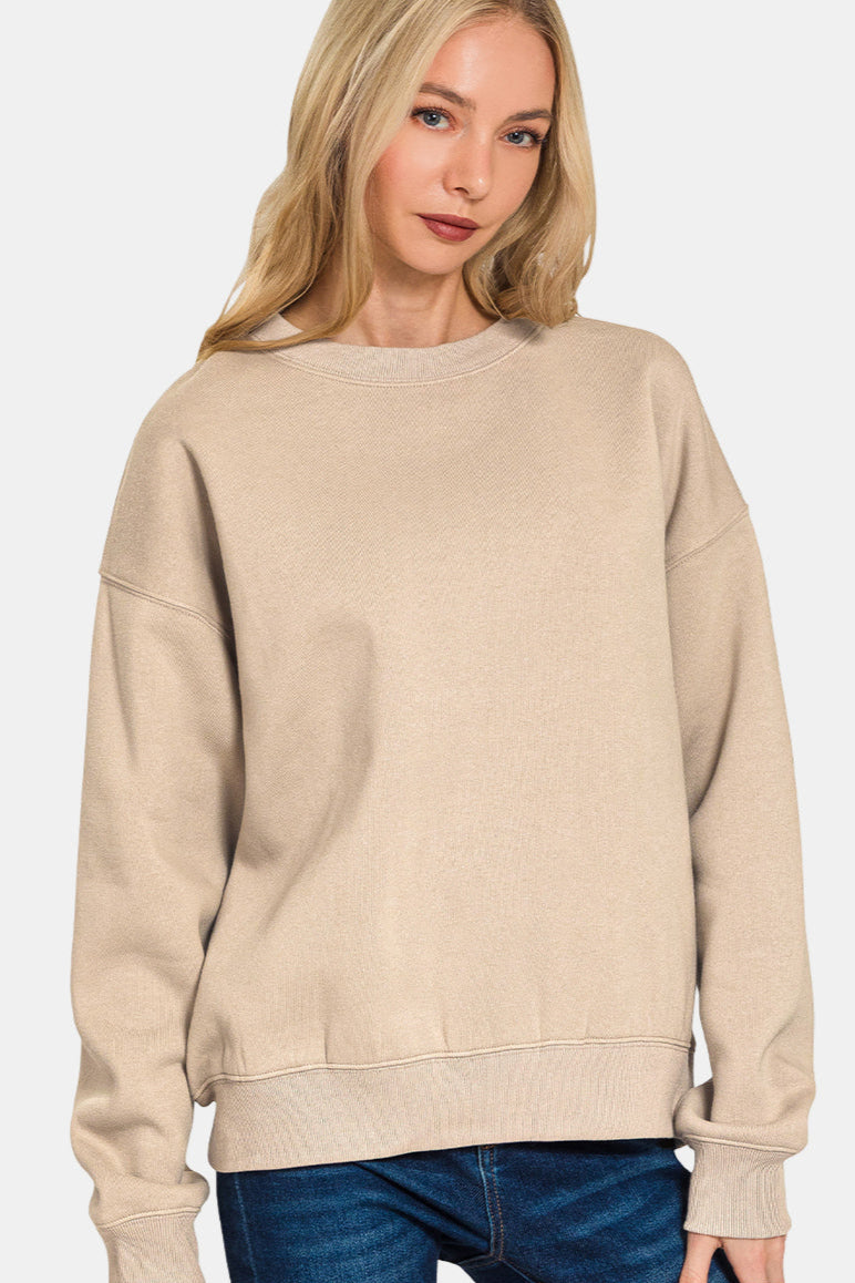 Fleece Long Sleeve Pullover & Sweatpants Set / BLACK