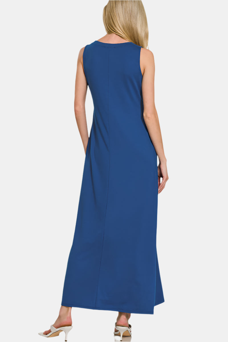 Sleeveless Flared Scoop Neck Maxi Dress / RUBY