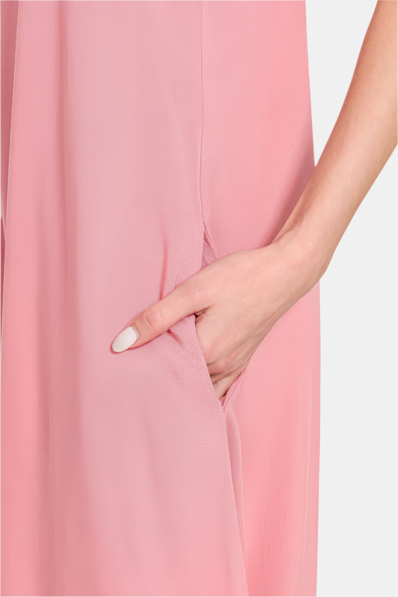 Wide Leg Rayon Challis Jumpsuit / DUSTY BLUE
