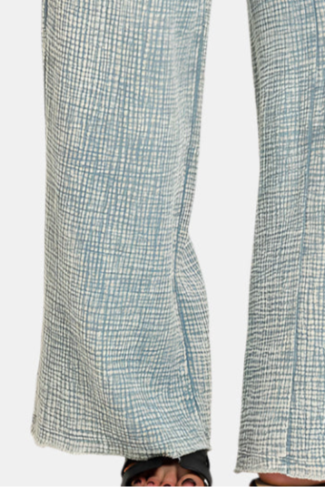 Washed Double Gauze Elastic Band Waist Pants / BLUE GREY