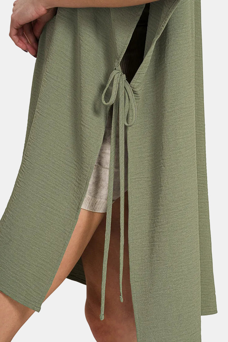 Woven Airflow Tie Side Cover Up / WHITE