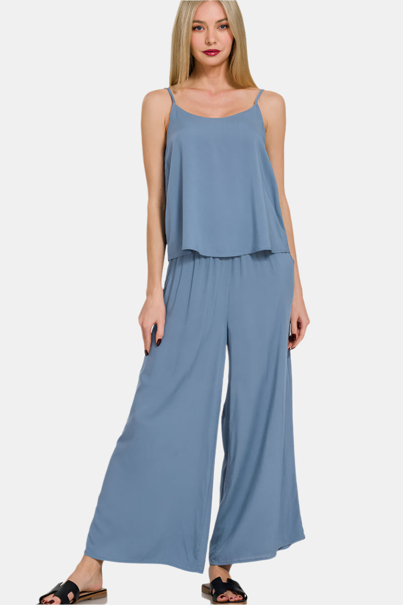 Woven Cami & Pants Set / DUSTY BLUE