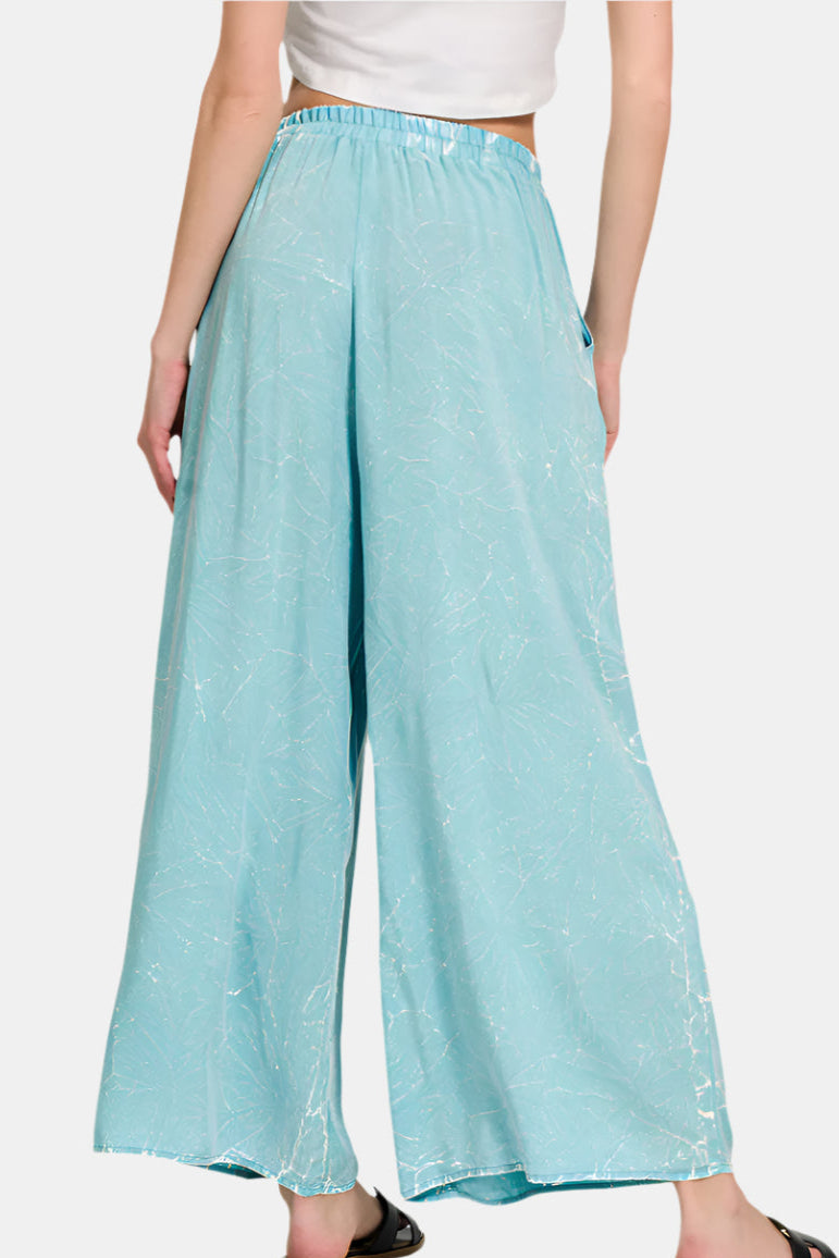 Woven Crinkle Acid Washed Cami & Pants Set / DUSTY TEAL