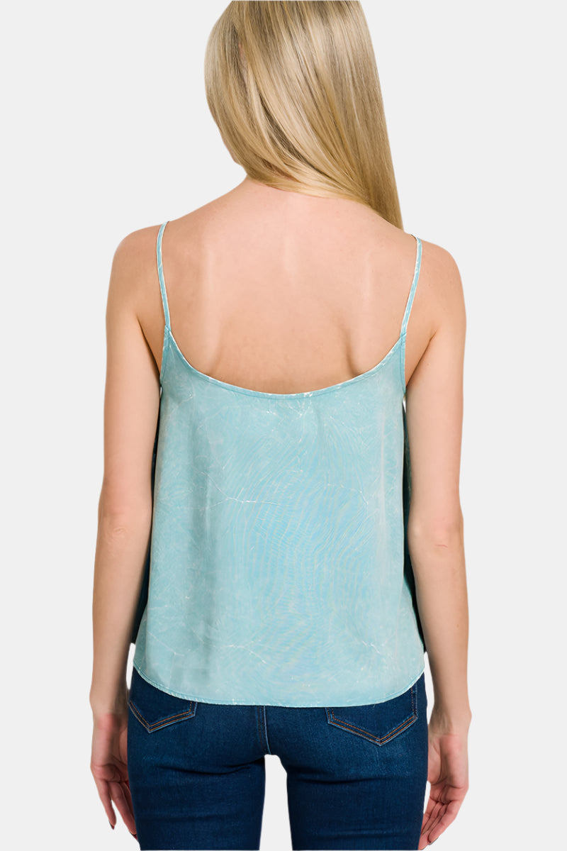 Woven Crinkle Acid Washed Cami & Pants Set / DUSTY TEAL