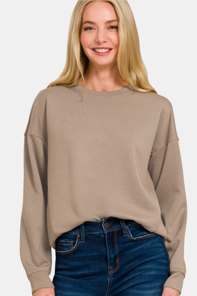 Scuba Round-Neck Sweatshirt / COCOA