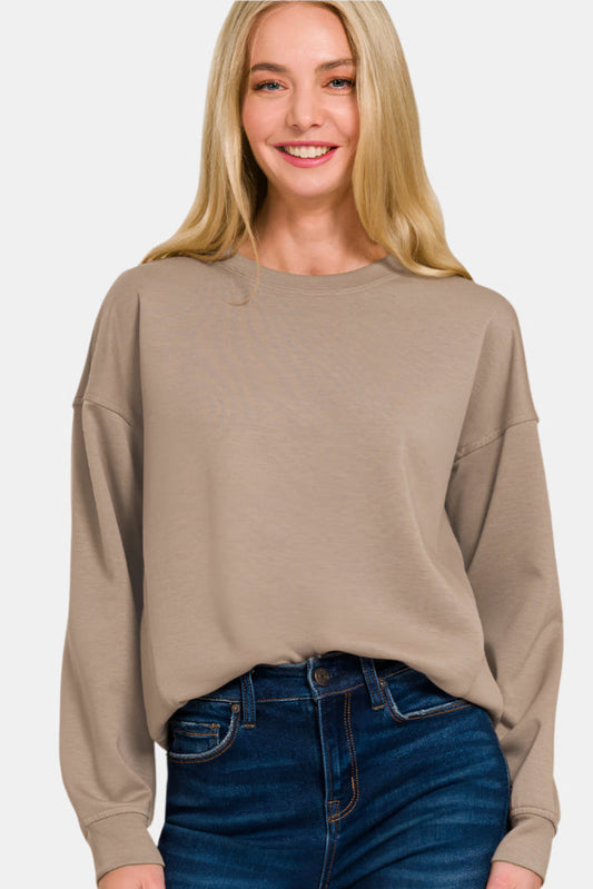 Scuba Round-Neck Sweatshirt / COCOA