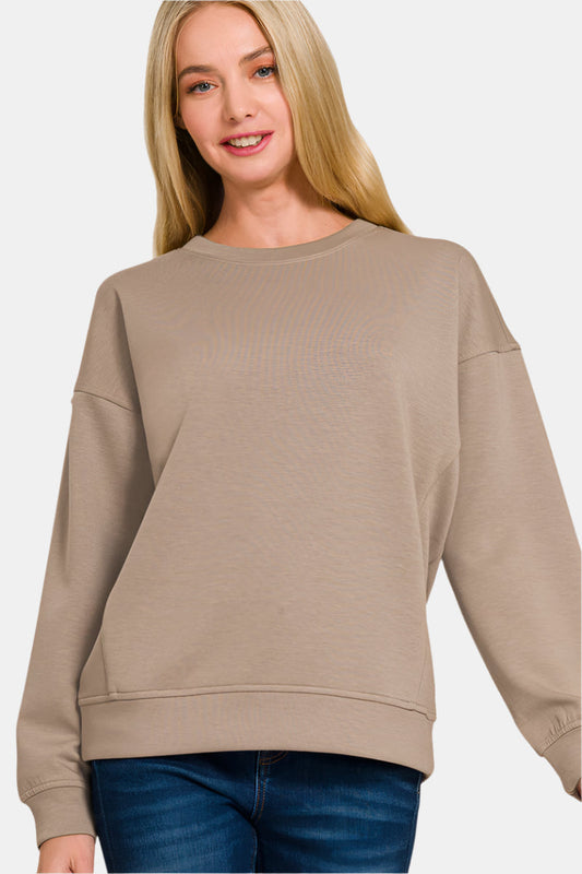 Scuba Round-Neck Sweatshirt / COCOA