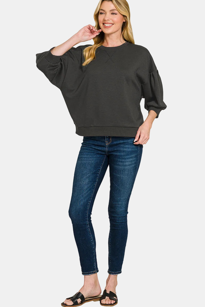 Scuba Dolman Sleeve Pullover / CABERNET