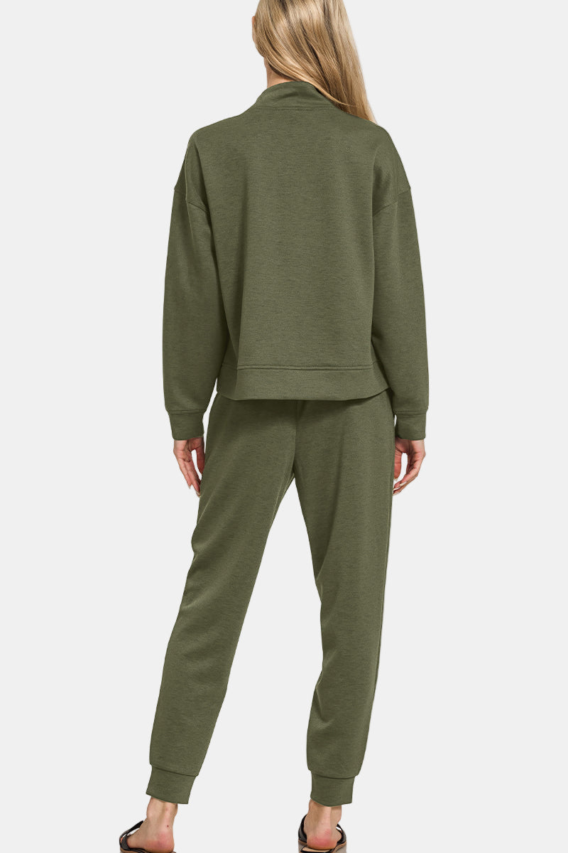 Scuba Half Zip Sweatshirt & Joggers Set / BLACK