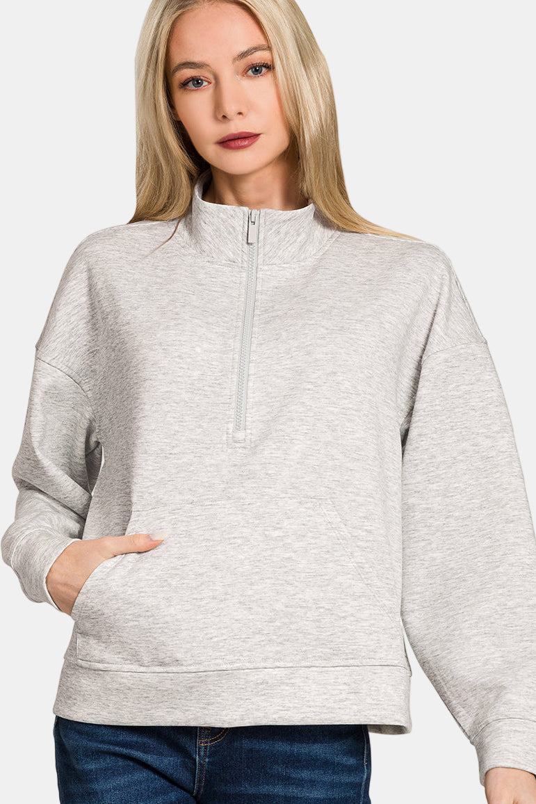 Scuba Half Zip Sweatshirt & Joggers Set / BLACK