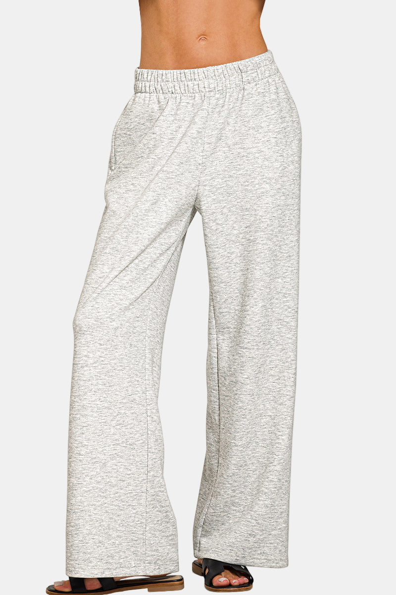 Scuba Side Slit Top & Pants Set / H GREY