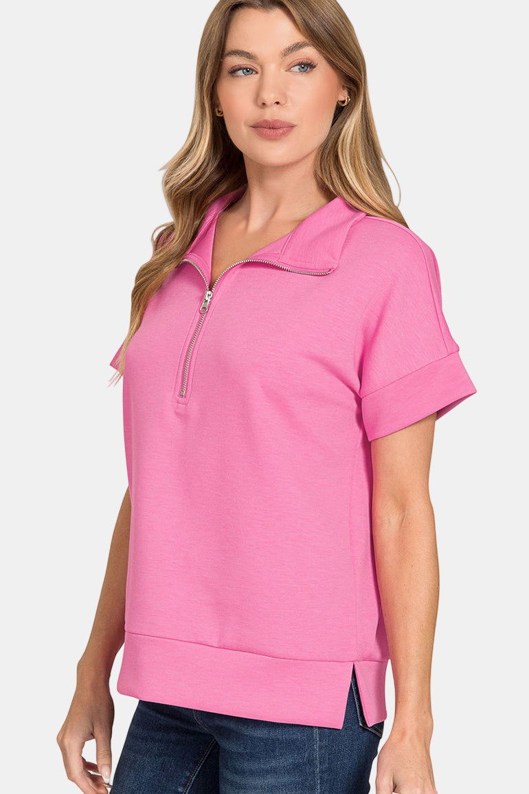 Scuba High Neck Half Zip Top & Pants Set / CORNFLOWER BLUE