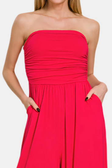 Double Layered Strapless Tube Top Jumpsuit / RUBY