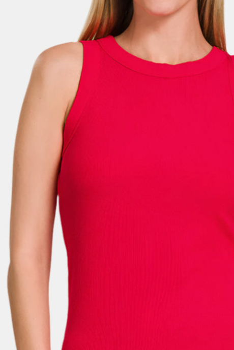 Ribbed Round Neck Tank Top / RUBY
