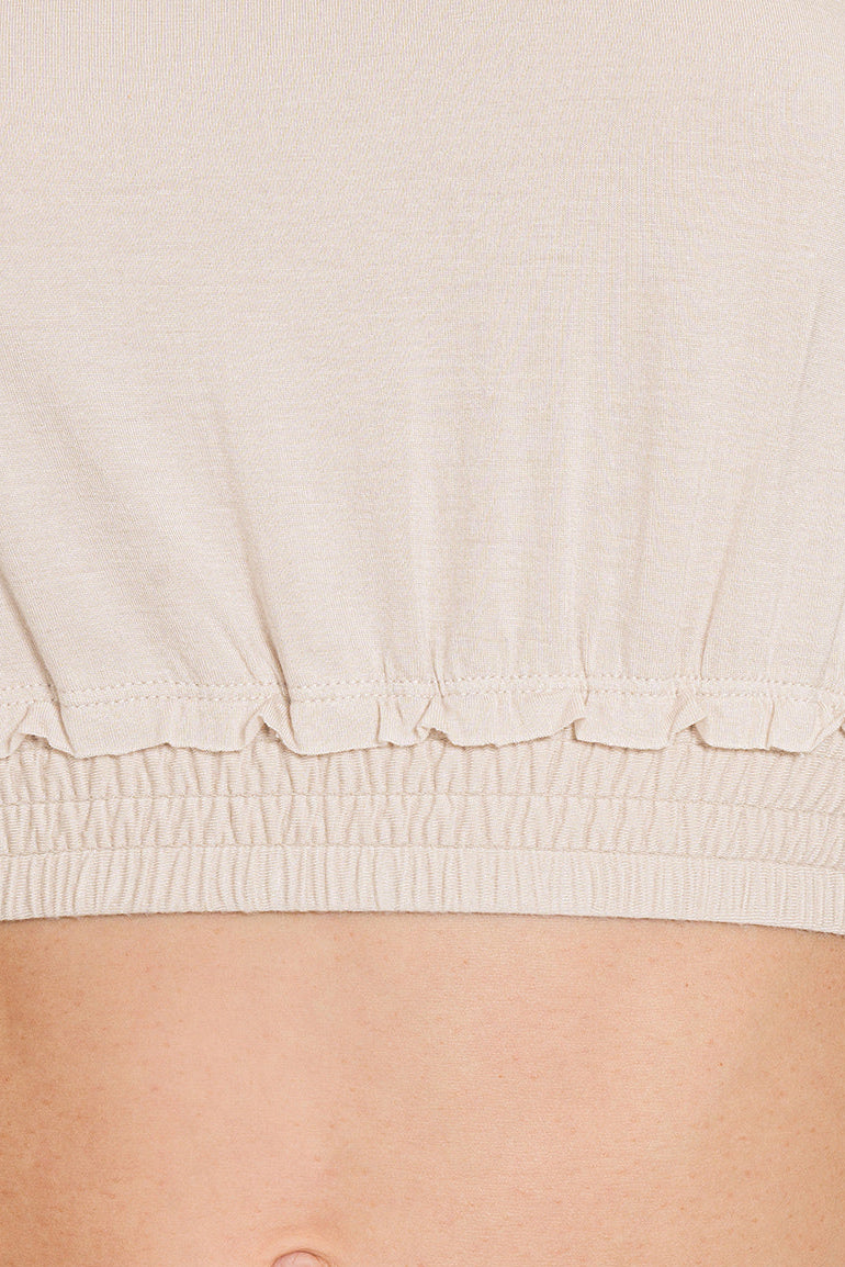 Elastic Hem Crop Top / BLACK