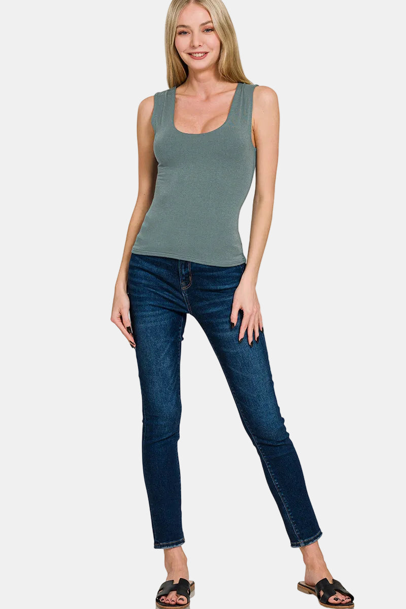 Double Layered Tank Top / BLUE GREY
