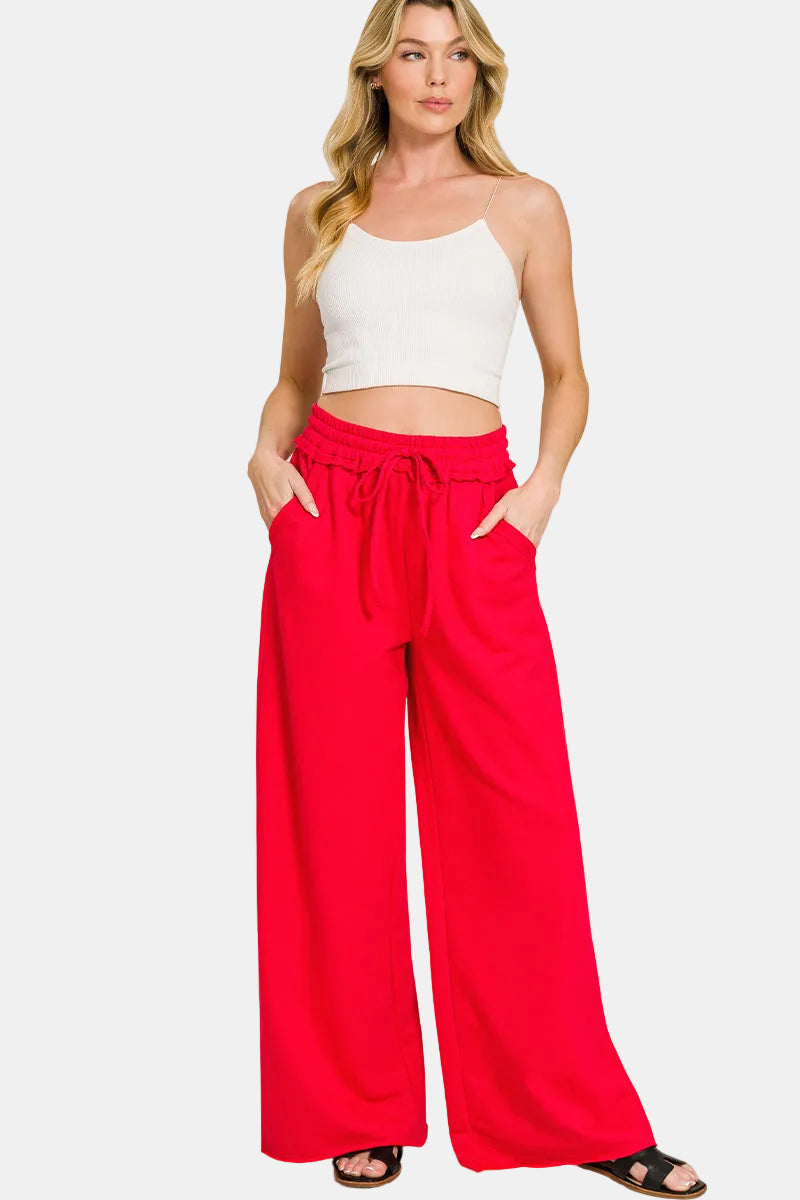 French Terry Wide Leg Sweatpants / NAVY