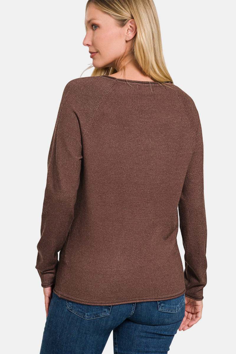 Viscose Round Neck Basic Sweater / H LAVENDER