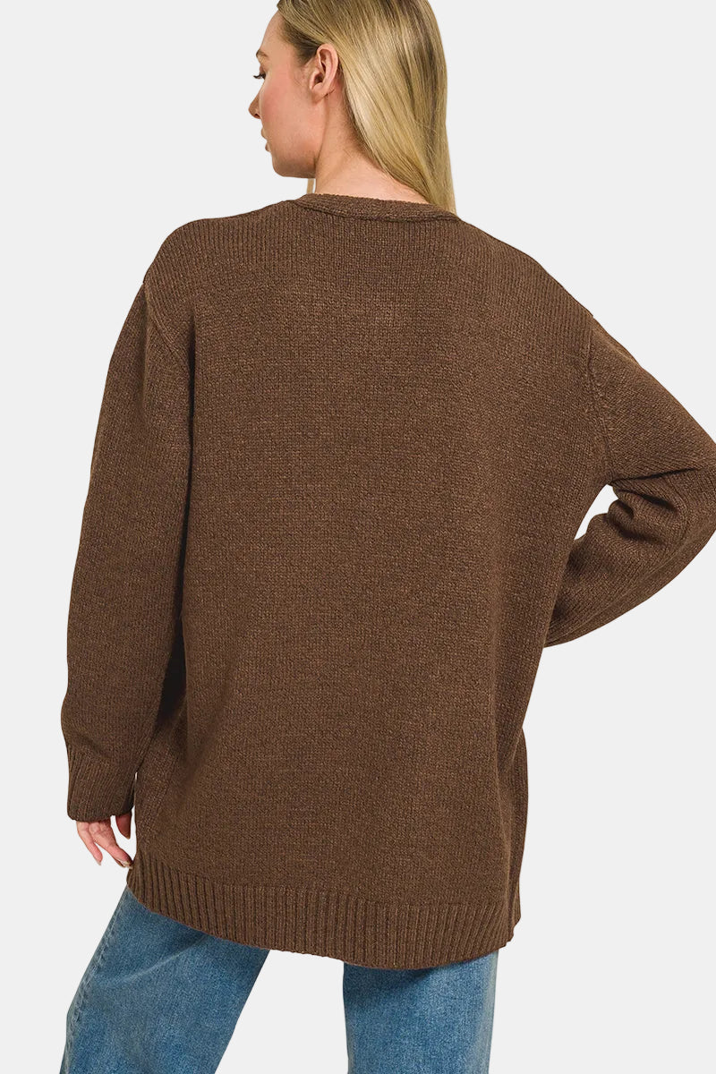 Open Front Sweater Cardigan / DEEP CAMEL
