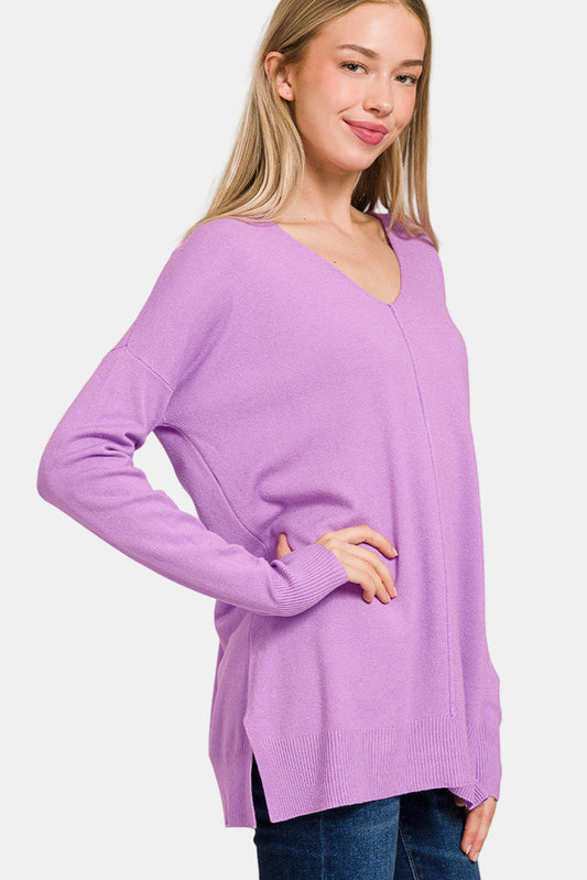 Viscose Front Seam Sweater / B LAVENDER